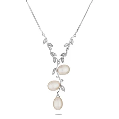 Колие Swan Pearls CAA001W, Бели Перли, Сребро